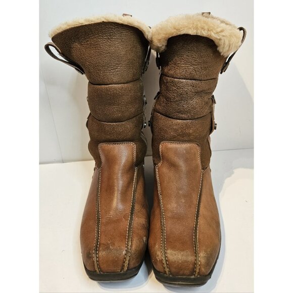 Blondo Brown Leather Snow Boots Faux Fur Lined Adjustable Size 7M Women’s - Picture 3 of 12